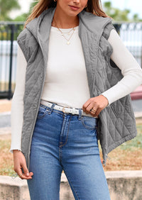Casual Sleeveless Hooded Zipper Jacket Jacket