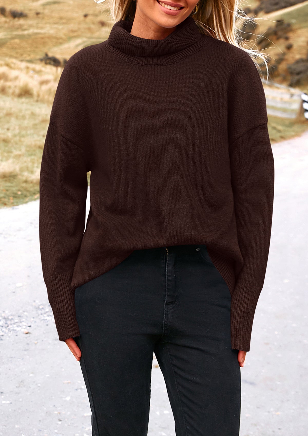 Long Sleeve Oversized Chunky Knitted Casual Turtleneck Sweaters