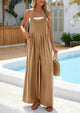 Casual Sleeveless Shoulder Strap Loose Wide Leg Pants