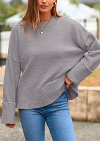 PRETTYGARDEN Women's Fall Oversized Sweaters Casual Crewneck Pullover Long Sleeve Fuzzy Chunky Knit Tops Blouse