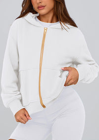 Y2K Zip Up Hoodie Long Sleeve Loose Fit Pockets Casual Sweatshirt