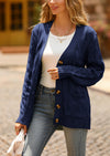 Knitted Solid Color Button Down Chunky Outwear Cardigan