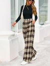 PRETTYGARDEN Casual Women's Pants Elastic Waist Palazzo Long Stretchy Wide Leg Trousers Knit Fall Outfits with Pockets