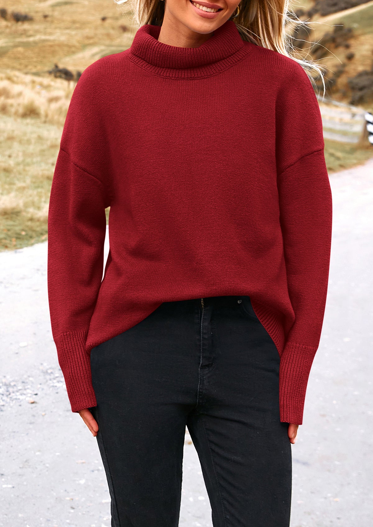 Long Sleeve Oversized Chunky Knitted Casual Turtleneck Sweaters