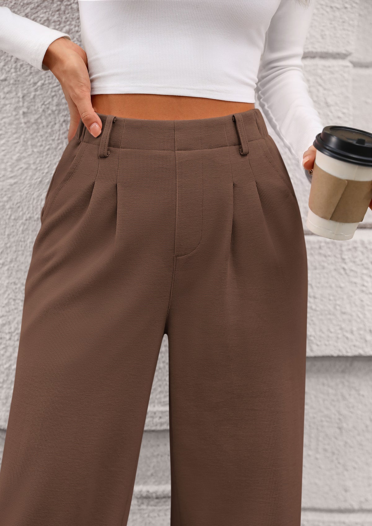 Wide Leg Casual High Elastic Waisted Work Office Palazzo Pants