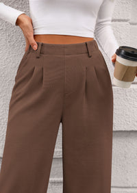 Wide Leg Casual High Elastic Waisted Work Office Palazzo Pants