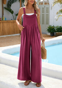 Casual Sleeveless Shoulder Strap Loose Wide Leg Pants