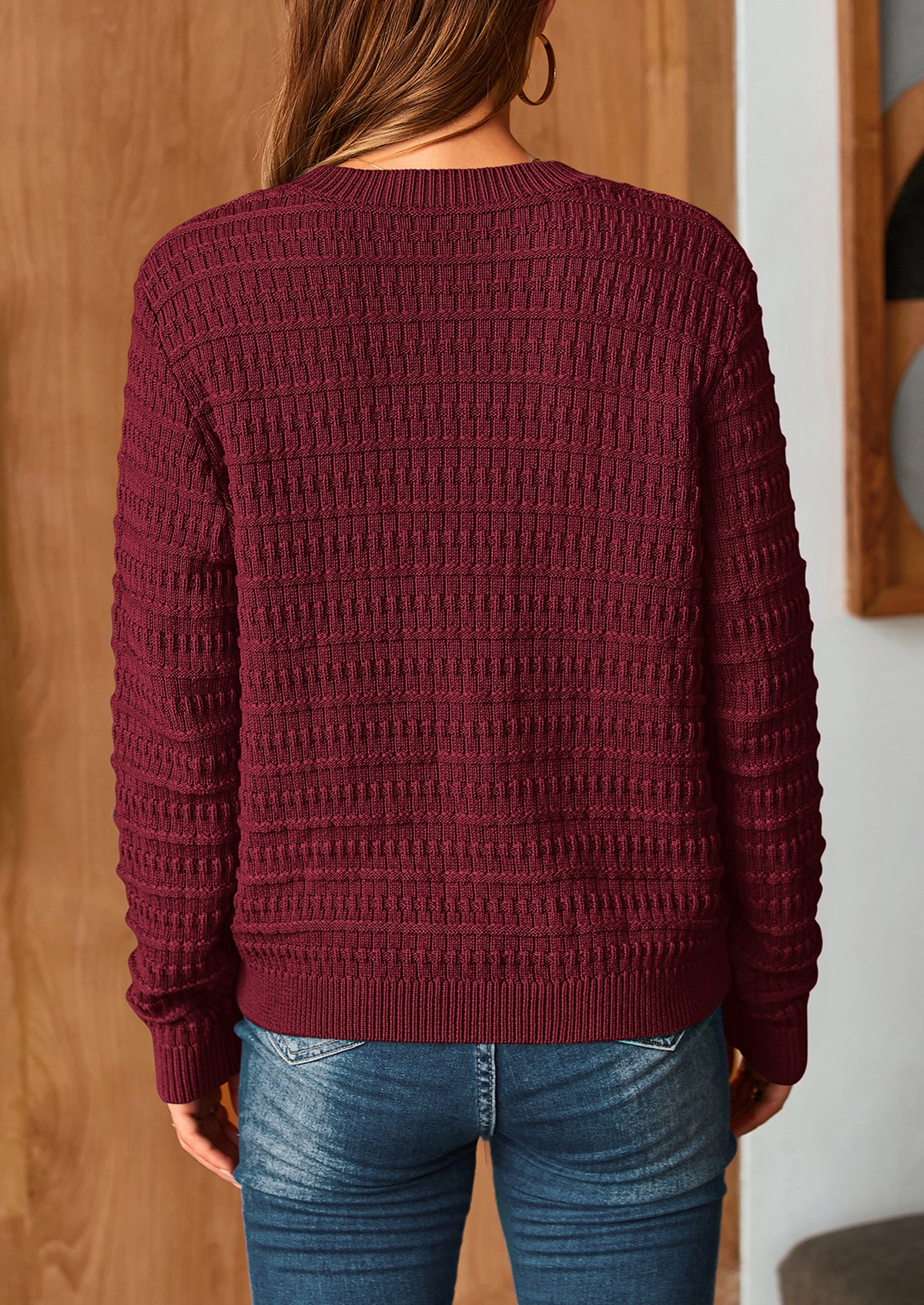 Knit Cardigan Long Sleeve Open Front Button Down Jacket