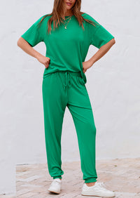 Two Piece Outfit Short Sleeve  Pullover Tops Tracksuits
