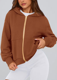 Y2K Zip Up Hoodie Long Sleeve Loose Fit Pockets Casual Sweatshirt