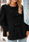PRETTYGARDEN Women's Spring Fall Babydoll Peplum Blouse Shirt Puff Long Sleeve Bow Tie Front Trendy Cute Y2K Going Out Tops