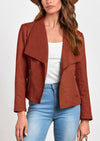 PRETTYGARDEN Women's Faux Suede Jackets Fashion Fall Clothes Long Sleeve Open Front Cropped Coat Outwear