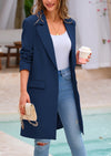 PRETTYGARDEN Women's Spring Fall Long Blazer Jackets Long Sleeve Lapel Pockets Loose Fit Work Casual Blazers Outerwear