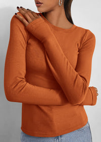 Casual Long Sleeved Round Neck Y2k Top