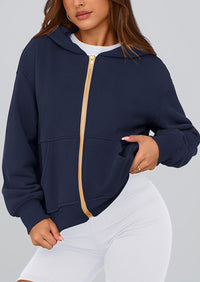 Y2K Zip Up Hoodie Long Sleeve Loose Fit Pockets Casual Sweatshirt