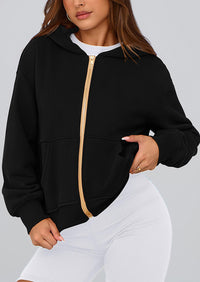 Y2K Zip Up Hoodie Long Sleeve Loose Fit Pockets Casual Sweatshirt
