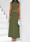 PRETTYGARDEN Skirt Sets Ruched Tank Tops Ruffle Maxi Skirts Wedding Guest Matching 2 Piece Outfits