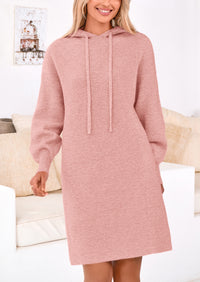 Knit Pullover Long Sleeve Hoodie Sweater Dress