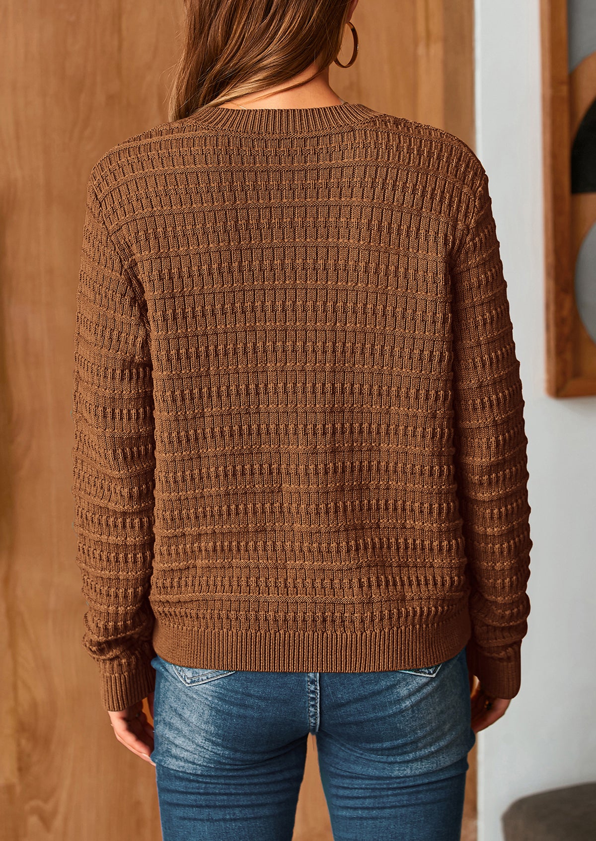 Knit Cardigan Long Sleeve Open Front Button Down Jacket