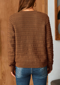 Knit Cardigan Long Sleeve Open Front Button Down Jacket