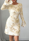 PRETTYGARDEN Women's Floral Embroidered Dress Fall Long Bell Sleeve Ribbon Flower Mini Short Mesh Bodycon Party Dresses