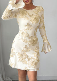 PRETTYGARDEN Women's Floral Embroidered Dress Fall Long Bell Sleeve Ribbon Flower Mini Short Mesh Bodycon Party Dresses