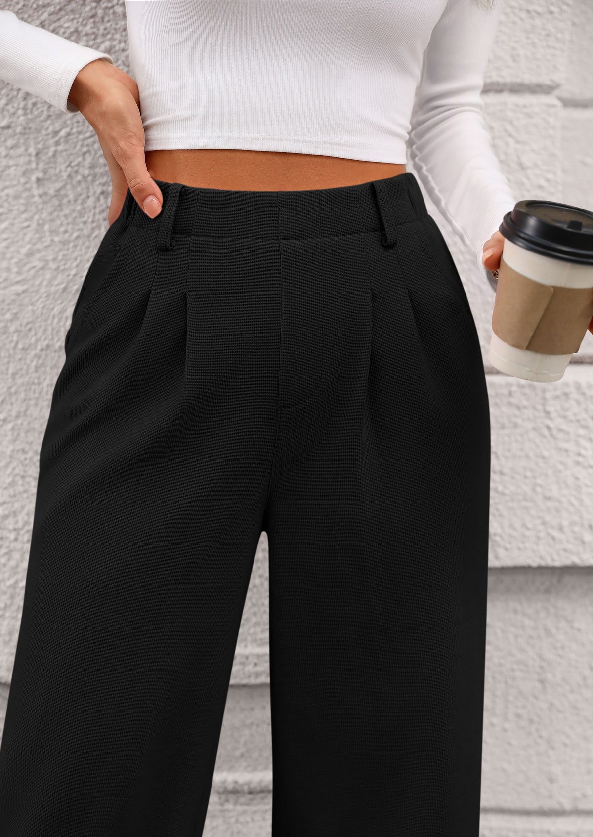 Wide Leg Casual High Elastic Waisted Work Office Palazzo Pants