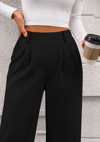 Wide Leg Casual High Elastic Waisted Work Office Palazzo Pants