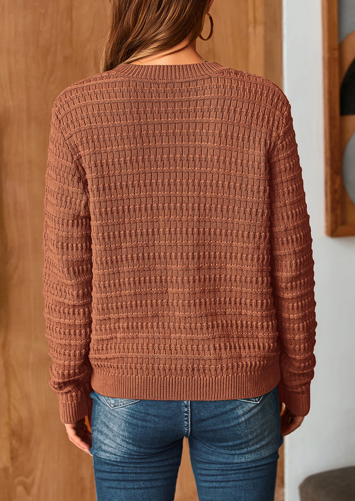 Knit Cardigan Long Sleeve Open Front Button Down Jacket