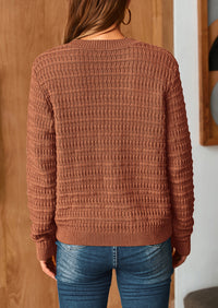 Knit Cardigan Long Sleeve Open Front Button Down Jacket