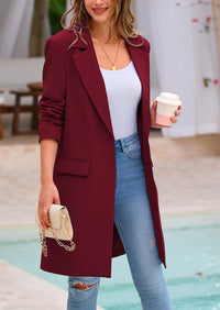 PRETTYGARDEN Women's Spring Fall Long Blazer Jackets Long Sleeve Lapel Pockets Loose Fit Work Casual Blazers Outerwear