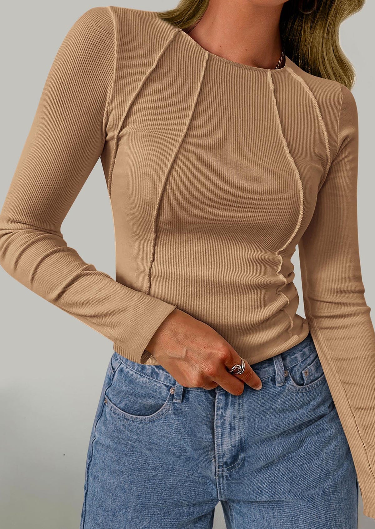 Long Sleeved Crop Exposed Casual T-Shirt