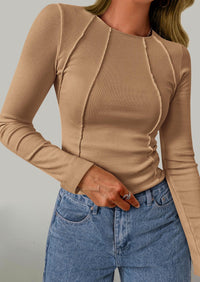 Long Sleeved Crop Exposed Casual T-Shirt