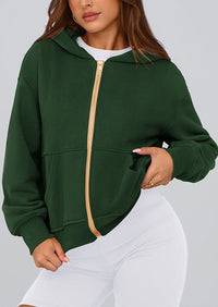 Y2K Zip Up Hoodie Long Sleeve Loose Fit Pockets Casual Sweatshirt
