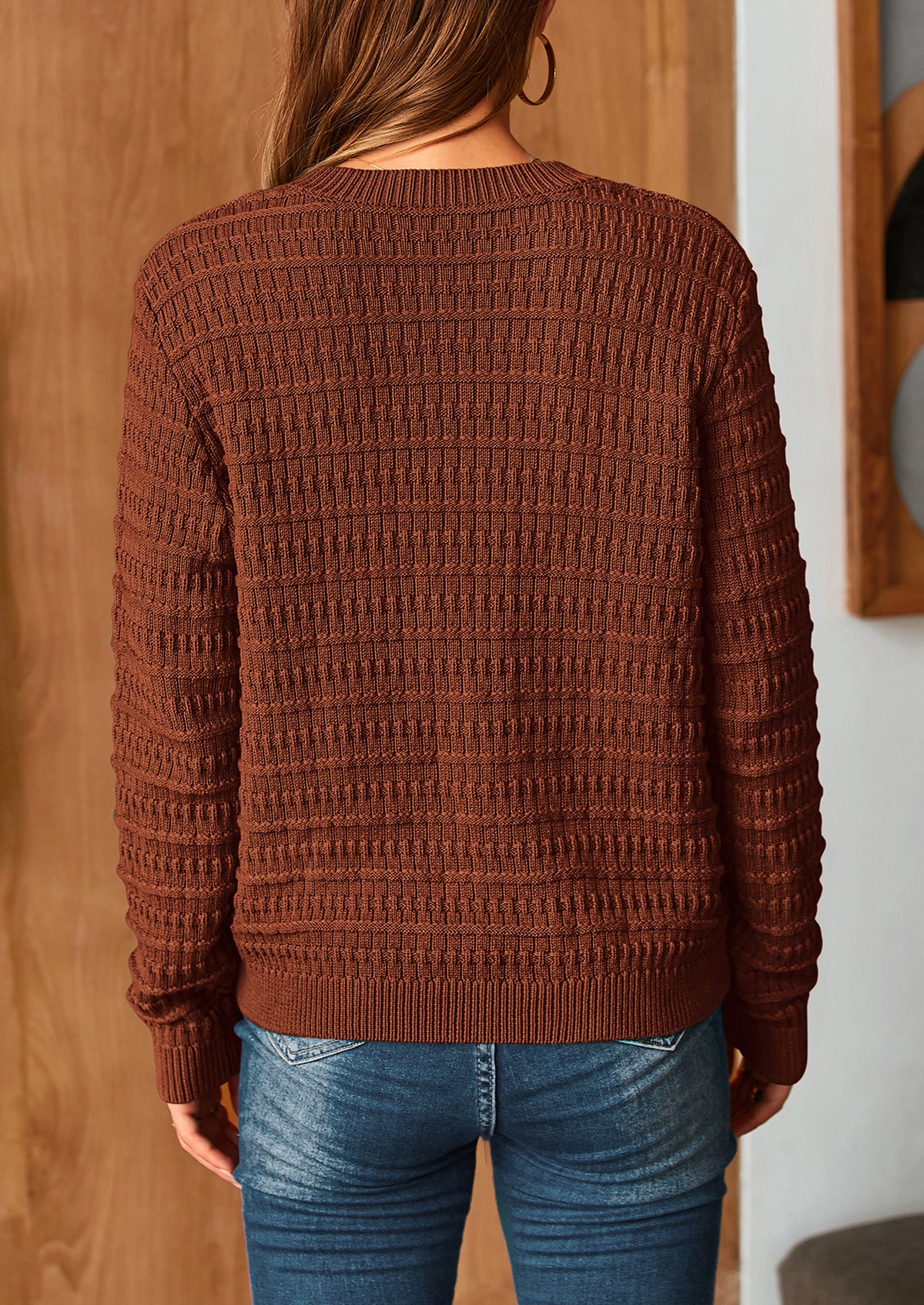 Knit Cardigan Long Sleeve Open Front Button Down Jacket