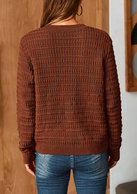 Knit Cardigan Long Sleeve Open Front Button Down Jacket