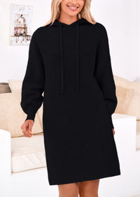 Knit Pullover Long Sleeve Hoodie Sweater Dress