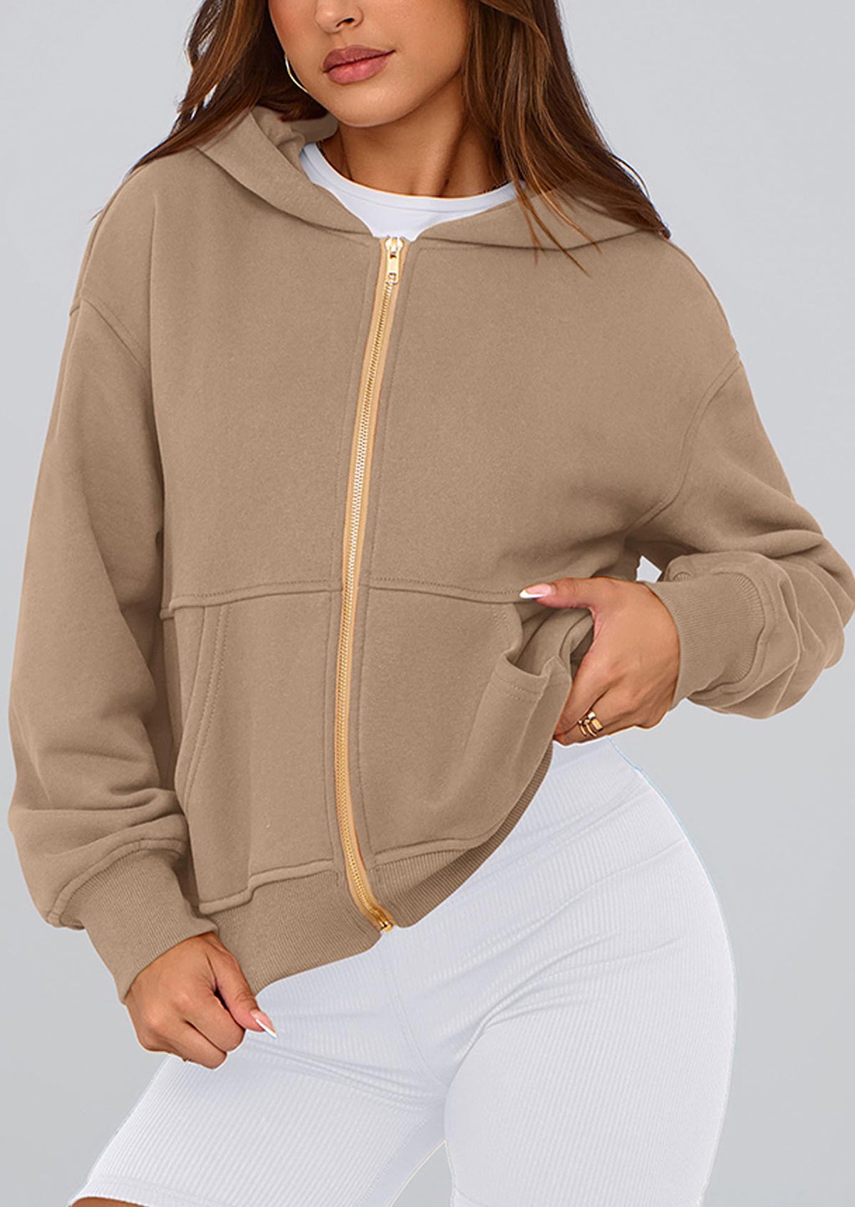 Y2K Zip Up Hoodie Long Sleeve Loose Fit Pockets Casual Sweatshirt