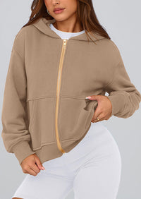 Y2K Zip Up Hoodie Long Sleeve Loose Fit Pockets Casual Sweatshirt