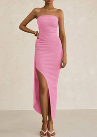 Ruched Bodycon Off Shoulder Asymmetrical High Split Elegant Cocktail Party Dresses