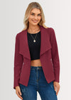 PRETTYGARDEN Women's Faux Suede Jackets Fashion Fall Clothes Long Sleeve Open Front Cropped Coat Outwear