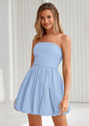 PRETTYGARDEN Women's Bubble Mini Short Dress 2025 Summer Casual A Line Strapless Tube Top Sundress Trendy Smocked Dresses