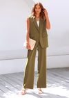 PRETTYGARDEN Women's 2 Piece Outfits Sleeveless Suit Vest and Wide Leg Pants Business Casual Blazer Sets