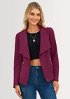 PRETTYGARDEN Women's Faux Suede Jackets Fashion Fall Clothes Long Sleeve Open Front Cropped Coat Outwear