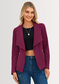 PRETTYGARDEN Women's Faux Suede Jackets Fashion Fall Clothes Long Sleeve Open Front Cropped Coat Outwear