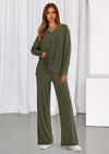 PRETTYGARDEN 2 Piece Lounge Sets for Women Fall Outfits Casual Loose Long Sleeve Tops Wide Leg Pants Matching Pajama Set