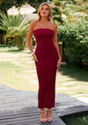 PRETTYGARDEN Women's Bodycon Maxi Tube Dress Ribbed Strapless Side Slit Long Going Out Casual Elegant Party Dresses