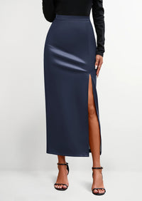 PRETTYGARDEN Womens Faux Leather Skirt Fall Bodycon High Waisted Slit Dressy Casual Winter Maxi Long Pencil Skirts