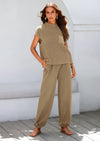 PRETTYGARDEN Womens Two Piece Outfits Sweater Sets Knit Pullover Tops And High Waisted Pants Matching Tracksuit Sweatsuit Set