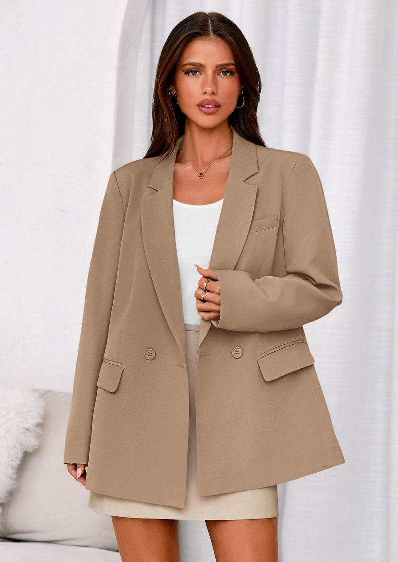 PRETTYGARDEN Fall Blazers for Women Business Casual Long Sleeve Lapel Pockets Dressy Suit Jackets Work Office Clothes